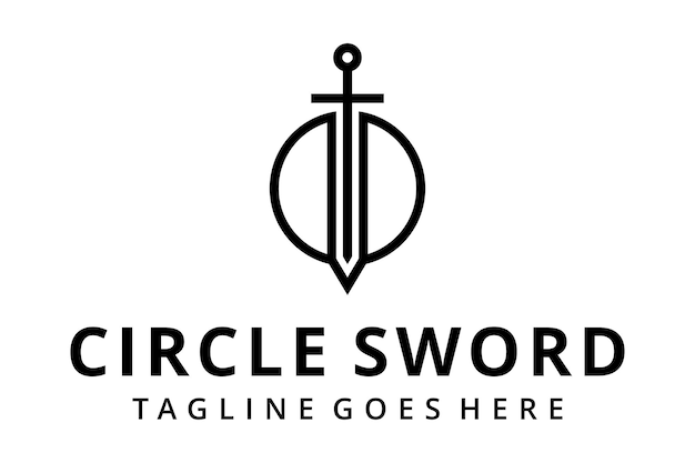 Illustration modern abstract sword or saber sign with circle logo design template