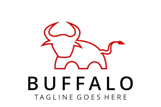 Vector illustration modern buffalo with line art logo design template