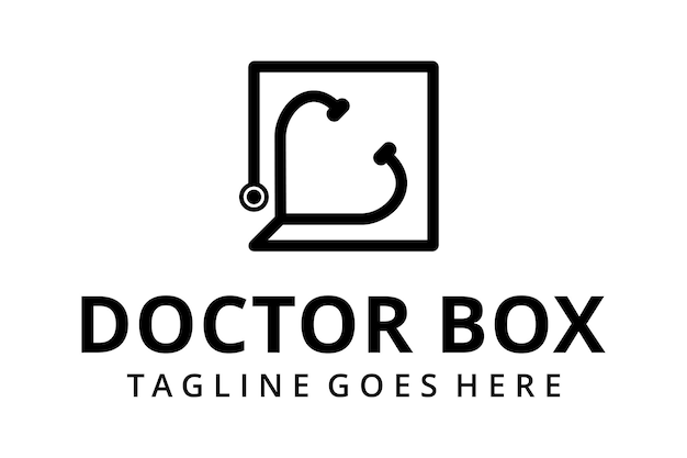 Illustration modern doctor stethoscope sign modern connect with box logo design