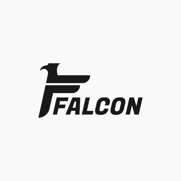 Illustration modern Eagle falcon Head with Initial Letter F Logo design