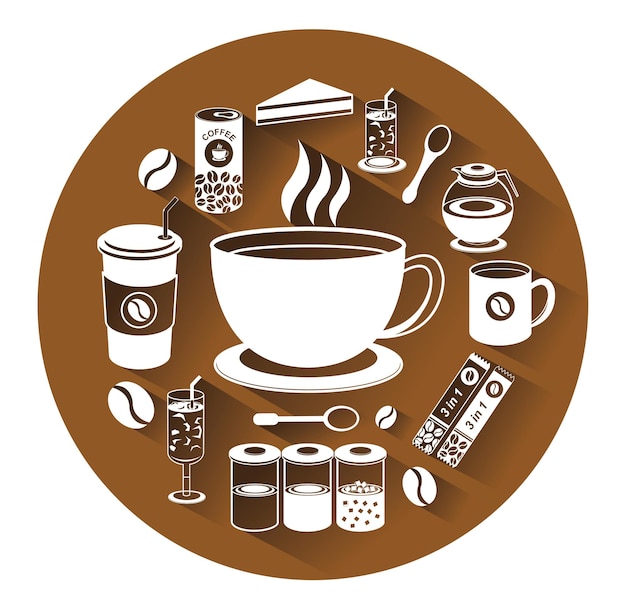 Illustration of Modern flat icons set of coffee