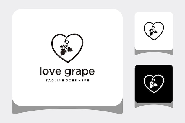 Illustration Modern grapes and leaf design logo concept on heart sign.