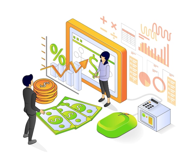 Vector illustration of modern isometric style about accounting and management company