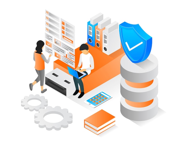 Illustration of modern isometric style about flash disk storage data security