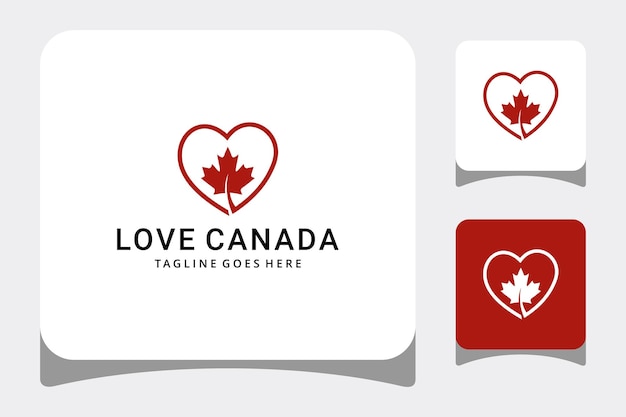 Illustration Modern leaf of Canada design logo concept heart sign.