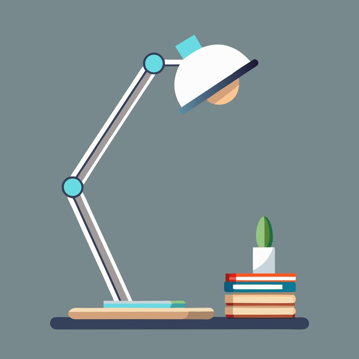 Vector illustration of a modern led desk lamp with adjustable brightness settings