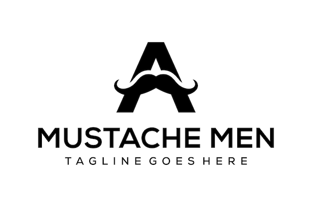 Illustration modern letter A for a male mustache hair care salon logo design