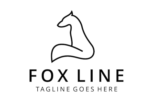 Illustration modern line art fox or wolf animal silhouette design logo template