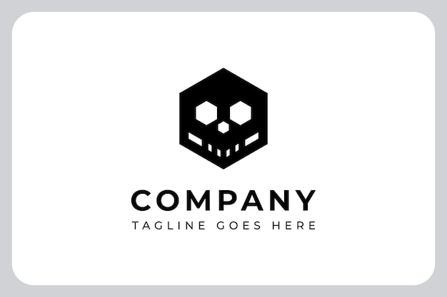 Illustration modern Minimal hexagon skull logo vector