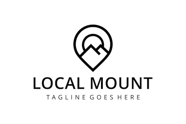 Vector illustration modern pin location with mountain geometric logo design template