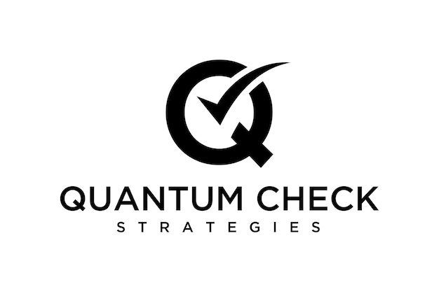 확인 표시 로고 디자인이 있는 그림 현대 기호 문자 Q