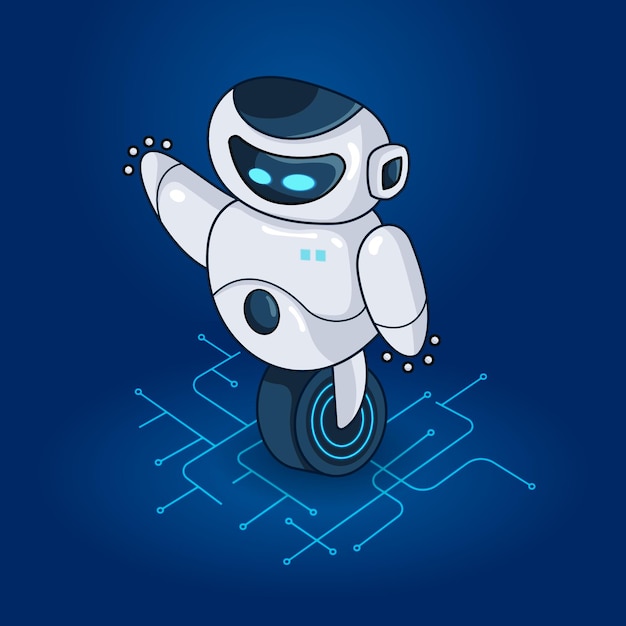 現代のスマート・フューチャリスト・ロボットのイラスト