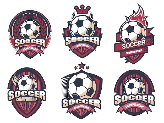 Vector illustration of modern soccer logo set