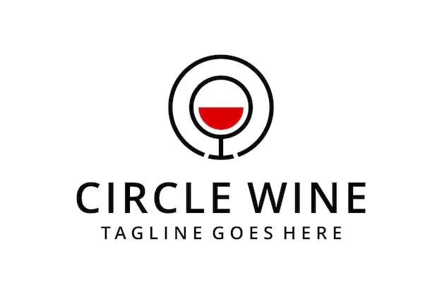 Illustration modern Wine glass drink with circle sign logo design template