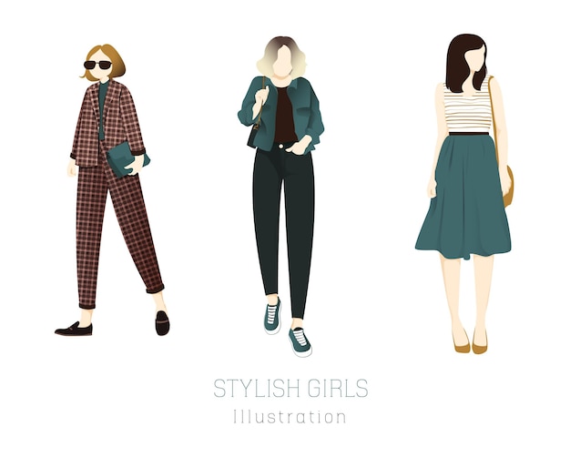 Illustration of modern women