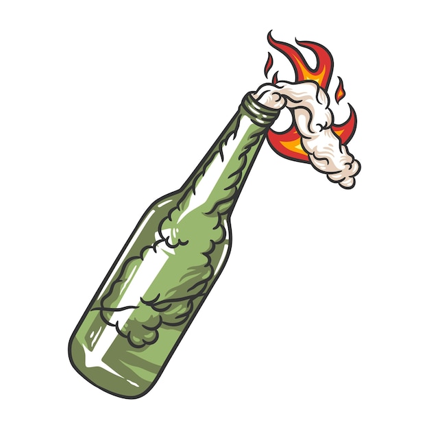 Illustration of molotov cocktail bomb