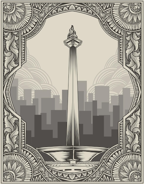 Vector illustration monas jakarta landmark icon