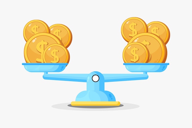 Vector illustration of money icon on a scale