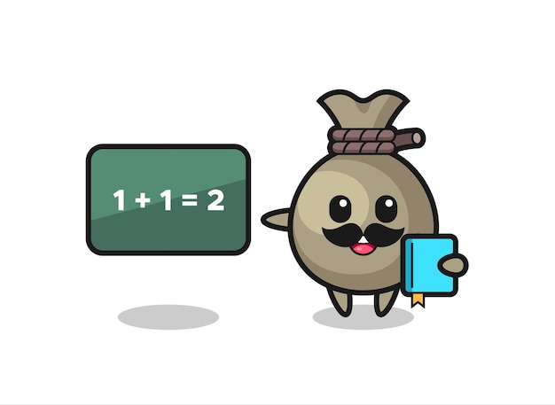 Illustration of money sack character as a teacher