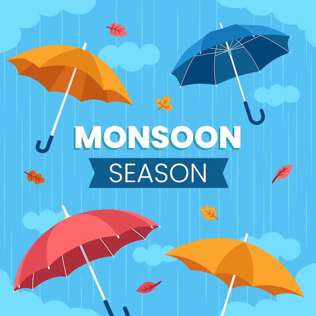 Vettore illustrazione per la celebrazione della stagione dei monsoni