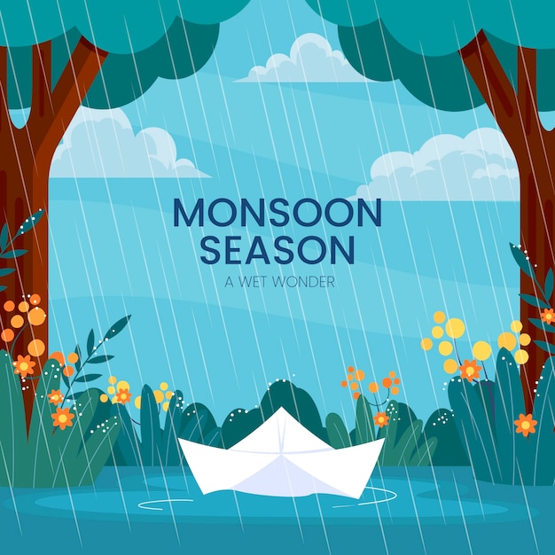 Vector illustration for monsoon season and rainy weather