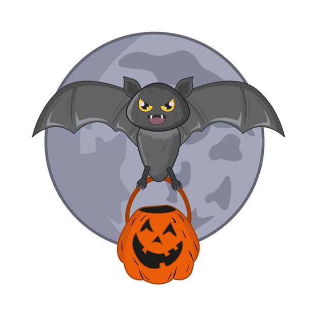 Vector illustration of moon bat