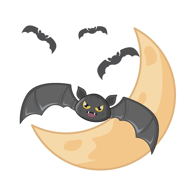 Vector illustration of moon bat