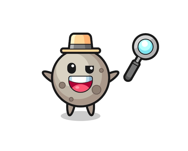 Illustration of the moon mascot as a detective who manages to solve a case