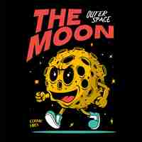 Vector illustration of the moon running premium vector