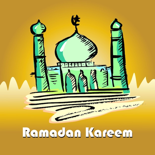 Vector illustration of mosque in colour