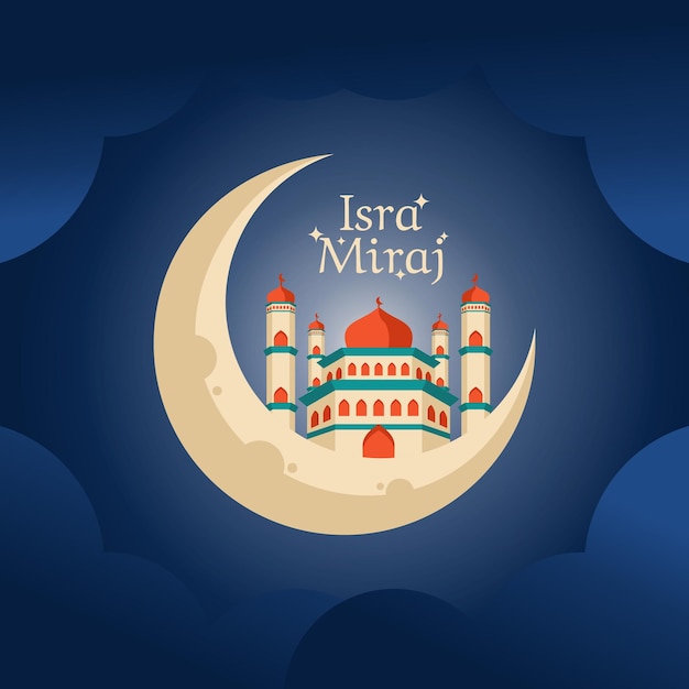 illustration of a mosque in the night vector design