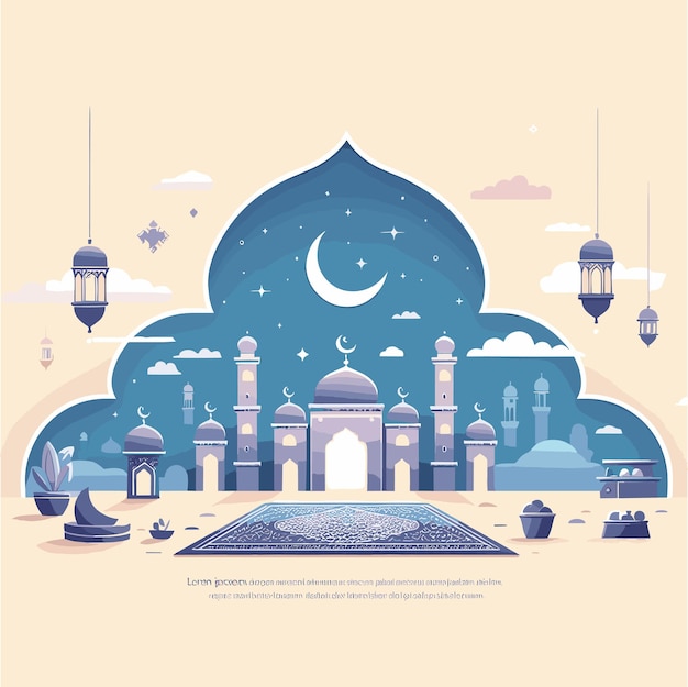 an illustration of mosque and ramadan vibes