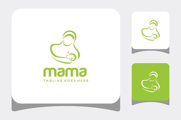 Illustration of a mother breastfeeding her little baby logo vector.