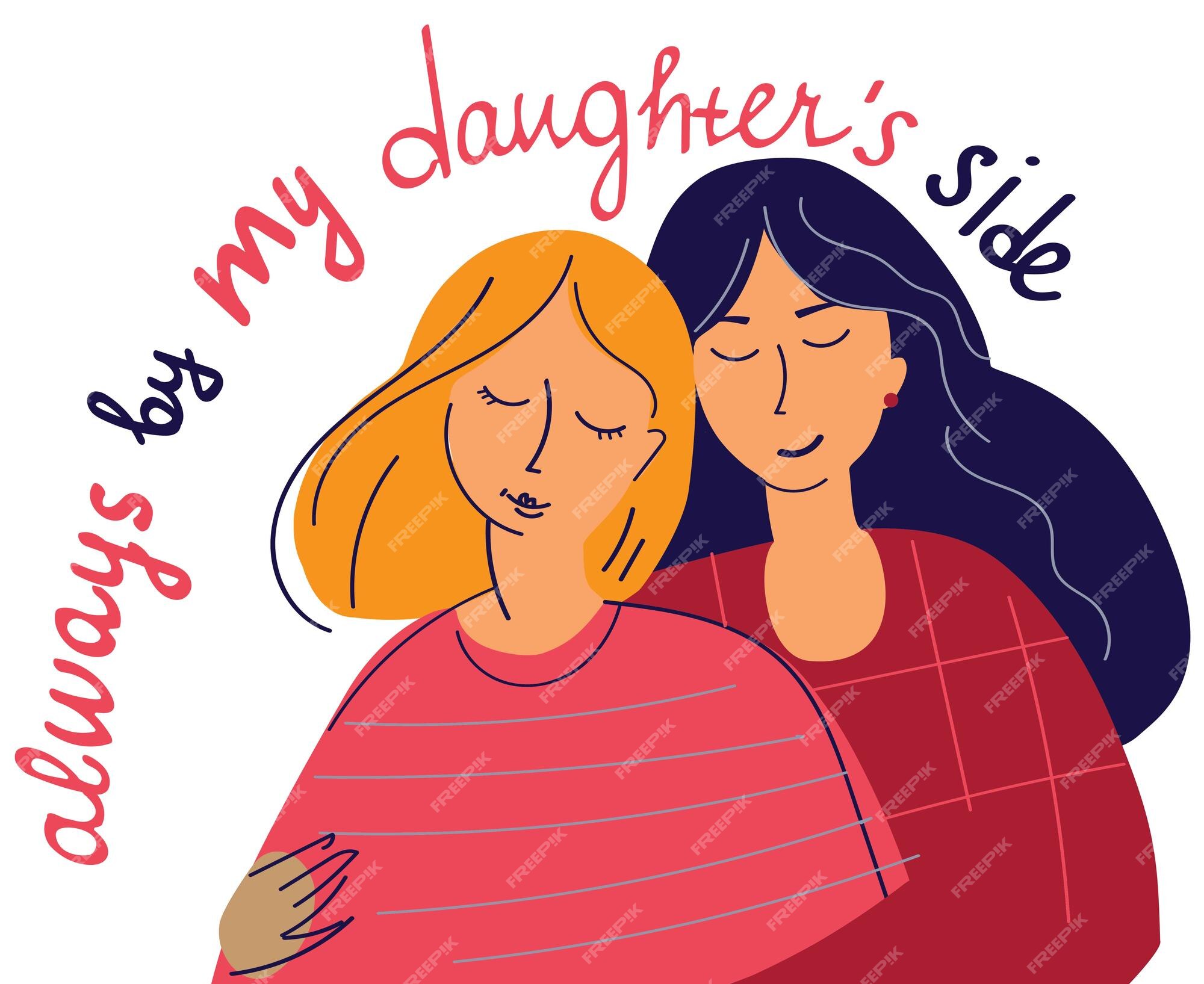 Premium Vector Illustration Of A Mother Hugging Her Daughter 