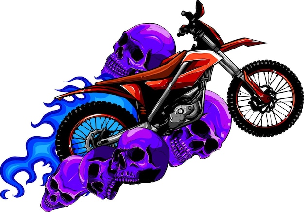 illustration of Motocross dirt rider on white background