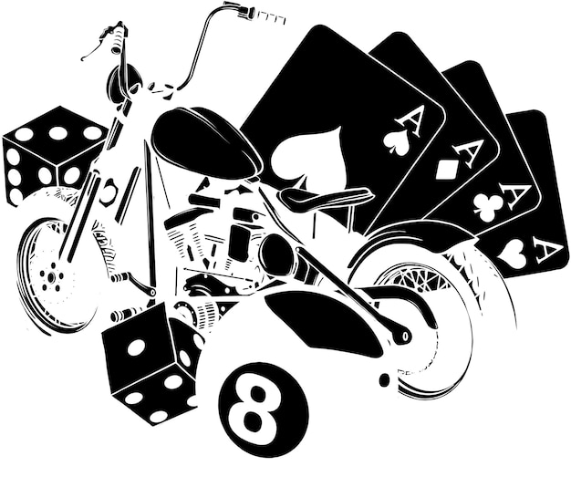 illustration of Motorbike with pub game