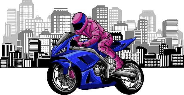 illustration of motorcycle on city background