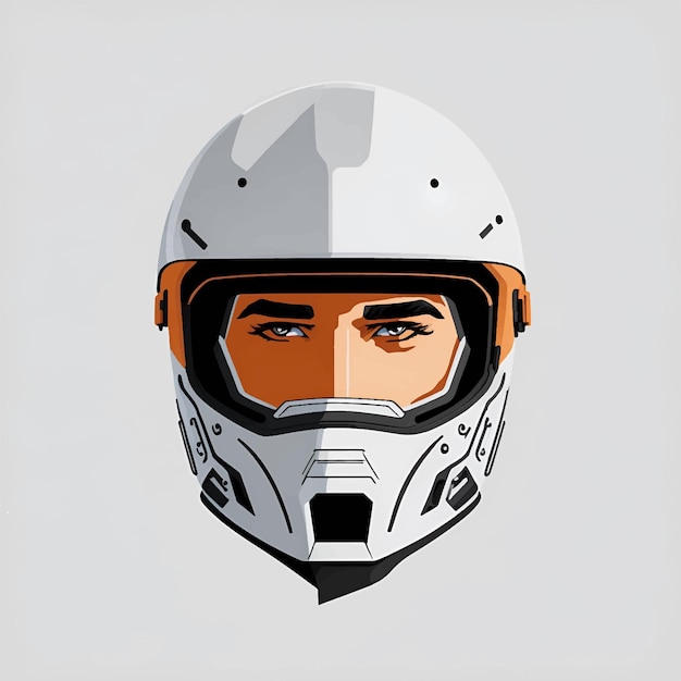 Vector illustration of motorcycle or motorbike helmet with face illustration