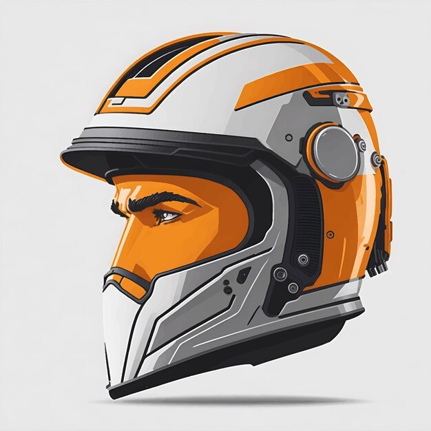 Vettore illustrazione del casco da motociclista o da moto con l'illustrazione del volto