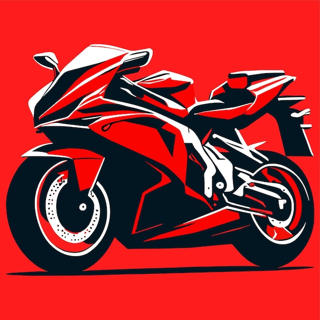 Vector illustration of motorcycle in red color