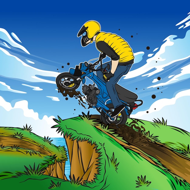 Illustration motorcycle rider classic design