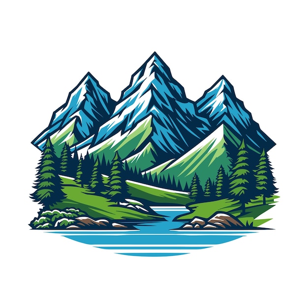 Vector illustration mountain hill landscape scenery