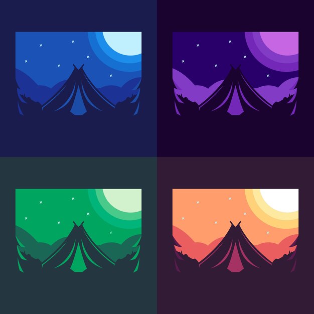 Illustration of mountain logo color variation