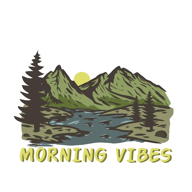 Vector illustration of mountain. morning vibes