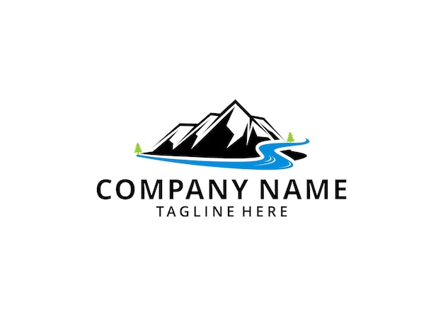 Illustration Mountain River Vector Logo