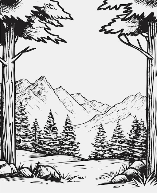 Vector illustration of a mountain view