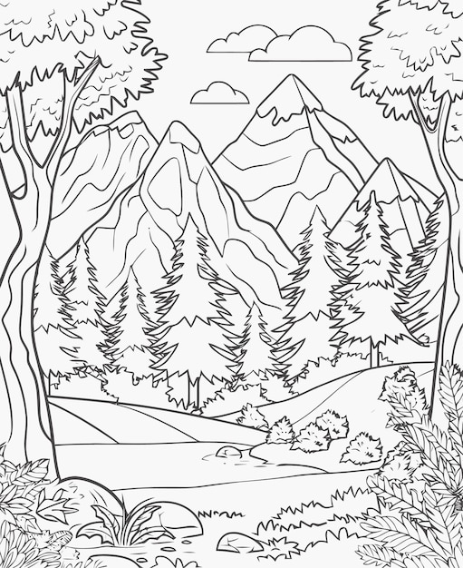 Vector illustration of a mountain view