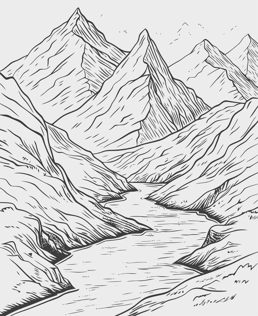 Vector illustration of a mountain view