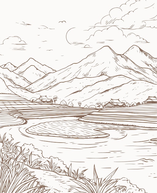 Vector illustration of a mountain view