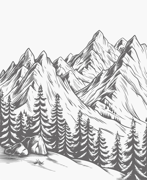 Vector illustration of a mountain view